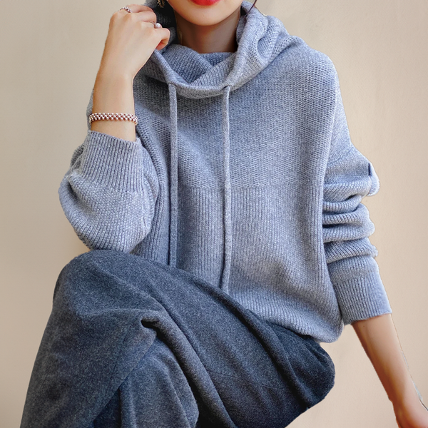 Women’s Oversized Funnel Neck Knit Hoodie