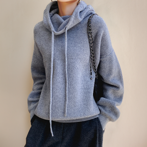 Women’s Cozy High Neck Knit Hoodie
