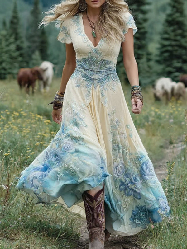 Women’s Bohemian Floral Maxi Dress
