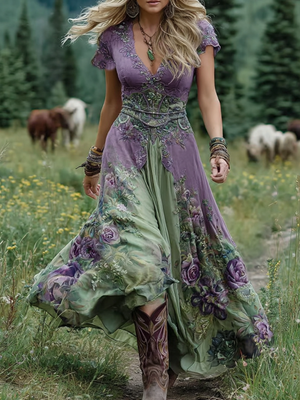 Women’s Bohemian Floral Maxi Dress