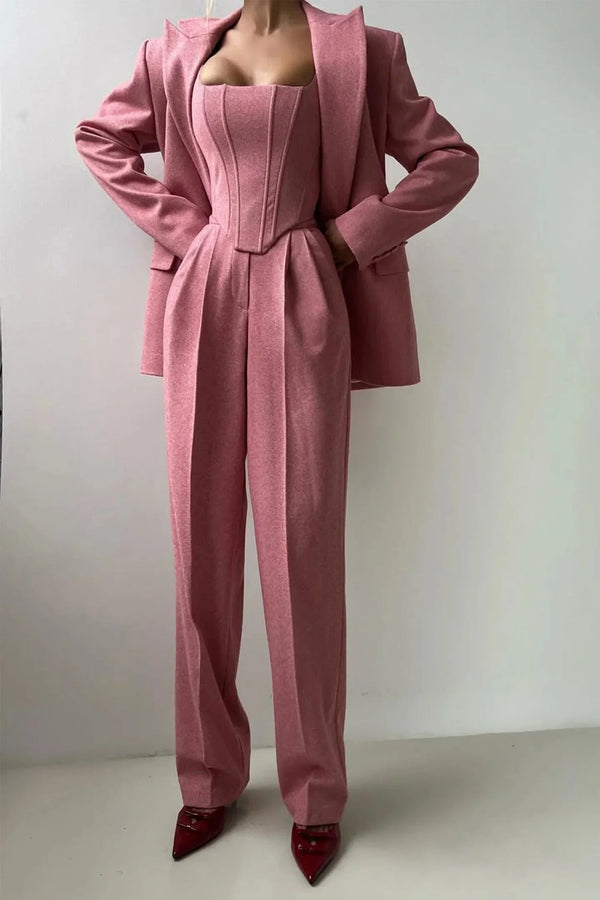 Fitted Three-Piece Women’s Set with Tailored Top