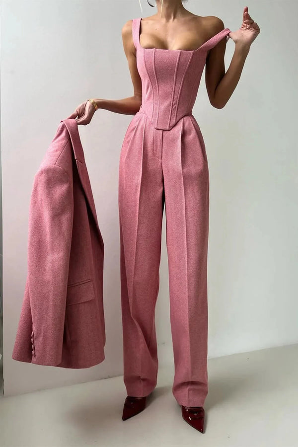 Fitted Three-Piece Women’s Set with Tailored Top