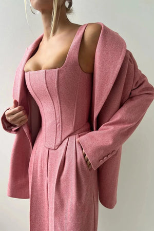 Fitted Three-Piece Women’s Set with Tailored Top