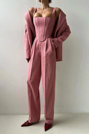 Fitted Three-Piece Women’s Set with Tailored Top