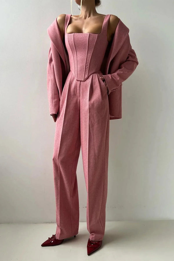 Fitted Three-Piece Women’s Set with Tailored Top