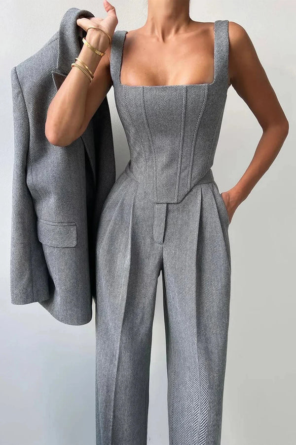 Fitted Three-Piece Women’s Set with Tailored Top