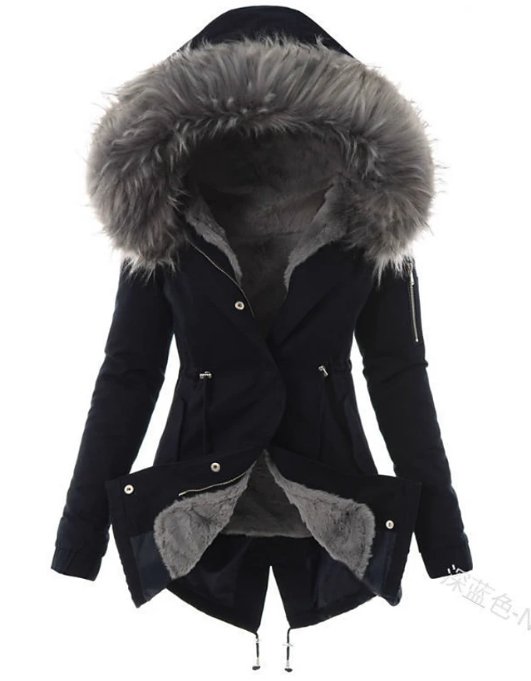 Women's Hooded Winter Parka Jacket with Faux Fur Trim