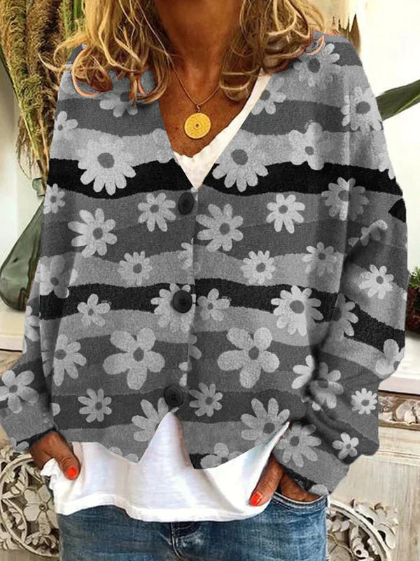 Women's Floral Print Button-Front Cardigan