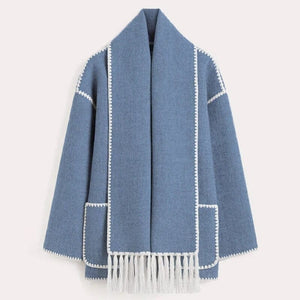 Women's Fringe Trim Open Front Coat
