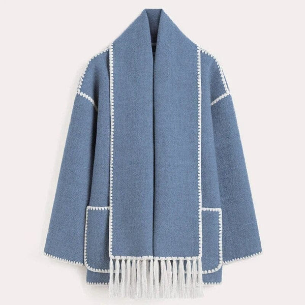 Women's Elegant Scarf Coat with Layered Winter Style