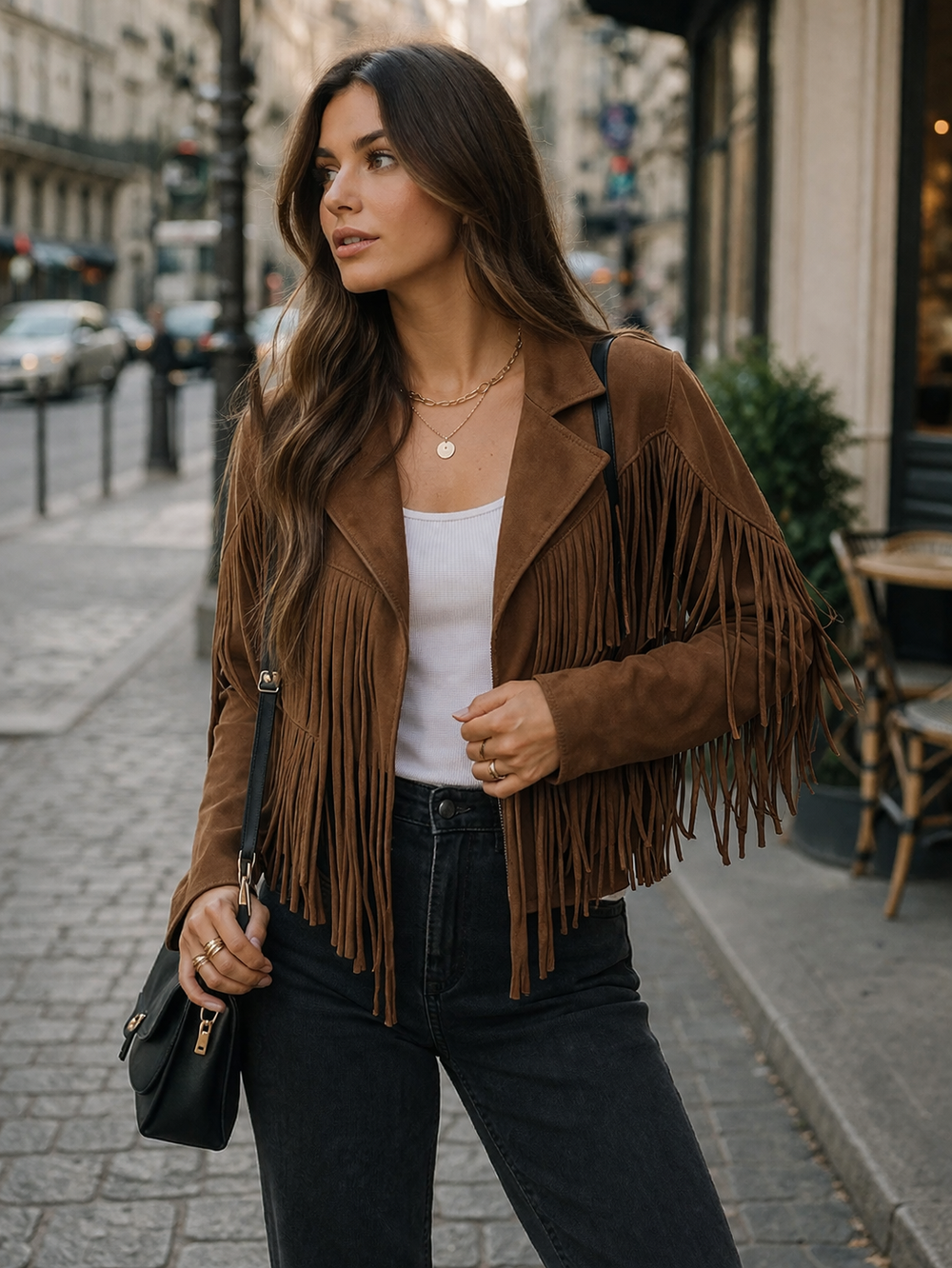 Western Fringe Cropped Jacket for Women