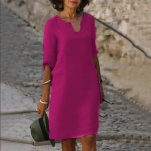 Stylish Mini Dress with V-Neck and 3/4 Sleeves