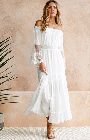 Women's Off-Shoulder Bohemian Maxi Dress
