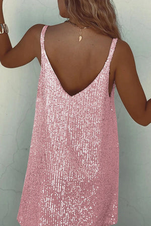 Sparkling V-Back Sequin Mini Dress