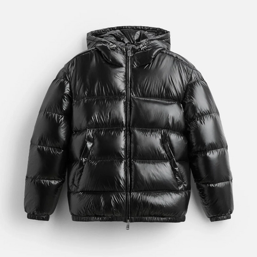 Men's Oversized Quilted Fleece Jacket with Hood