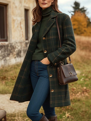Women’s Elegant Plaid Winter Coat
