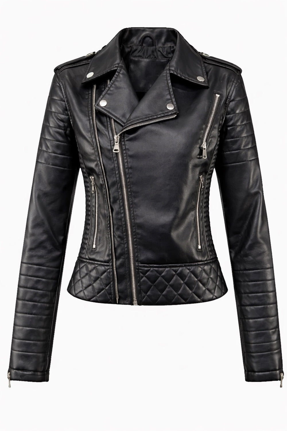 Women's Black Leather Motorcycle Jacket