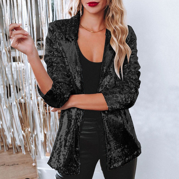 Women's Sequin Open-Front Blazer for Glamorous Style