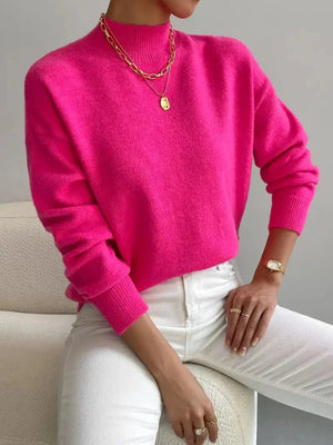 Women’s Minimalist Crew Neck Sweater Relaxed Knit Pullover