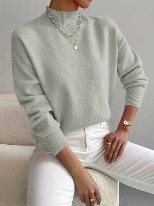 Women’s Minimalist Crew Neck Sweater Relaxed Knit Pullover