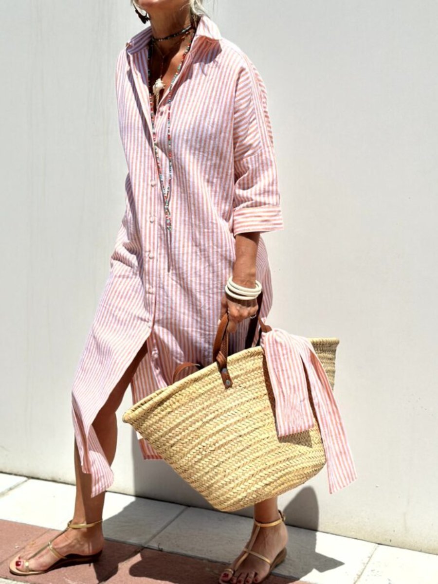 Stylish Striped Shirt Dress for Women