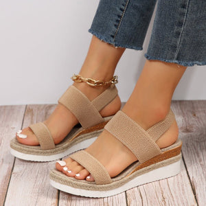 Comfortable Stretch Strap Platform Sandals