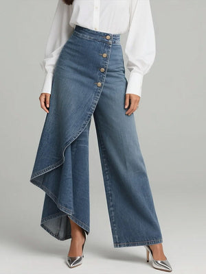 Women's High-Waisted Wide-Leg Jeans with Relaxed Fit