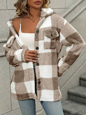 Women's Plaid Fleece Button-Up Shacket
