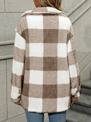 Women's Plaid Fleece Button-Up Shacket