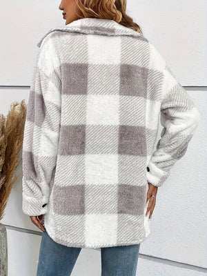 Women's Plaid Fleece Button-Up Shacket