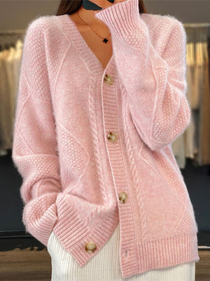 Cable Knit V-Neck Women's Cardigan