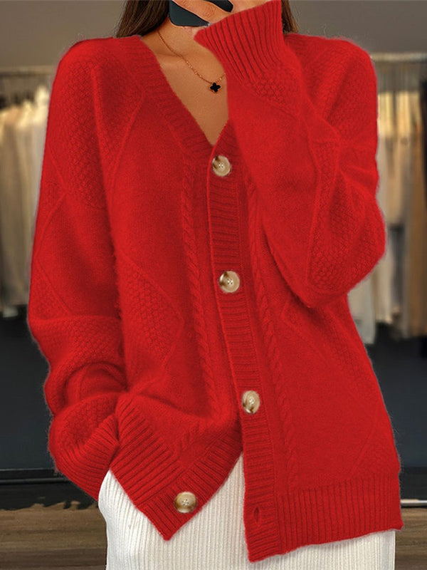 Cable Knit V-Neck Women's Cardigan