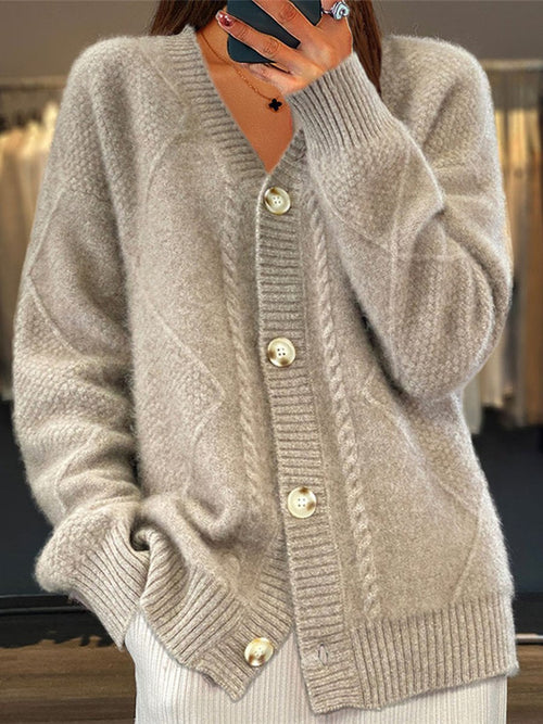 Cable Knit V-Neck Women's Cardigan
