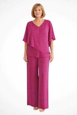 Women’s Two-Piece Lounge Set with Flowing Wide-Leg Pants