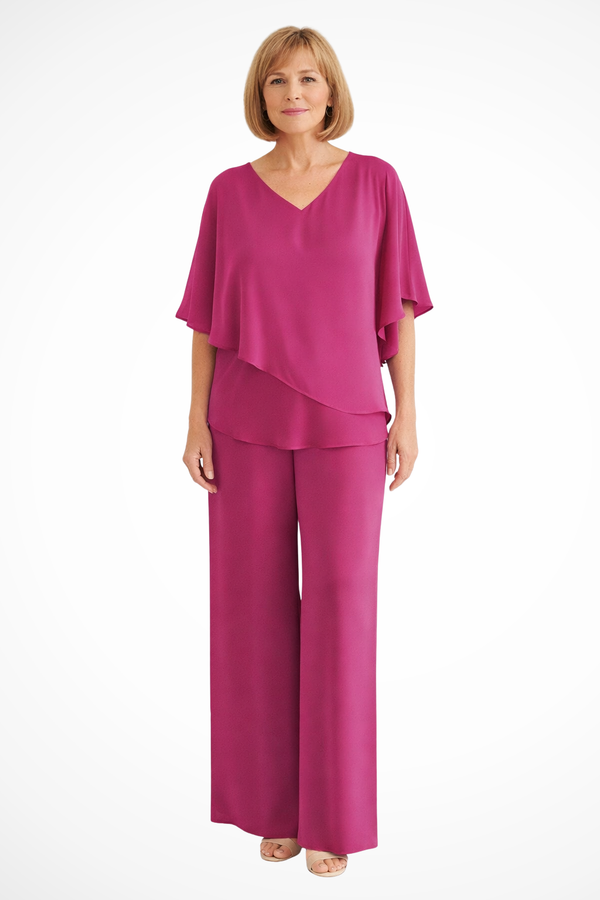 Women’s Two-Piece Lounge Set with Flowing Wide-Leg Pants
