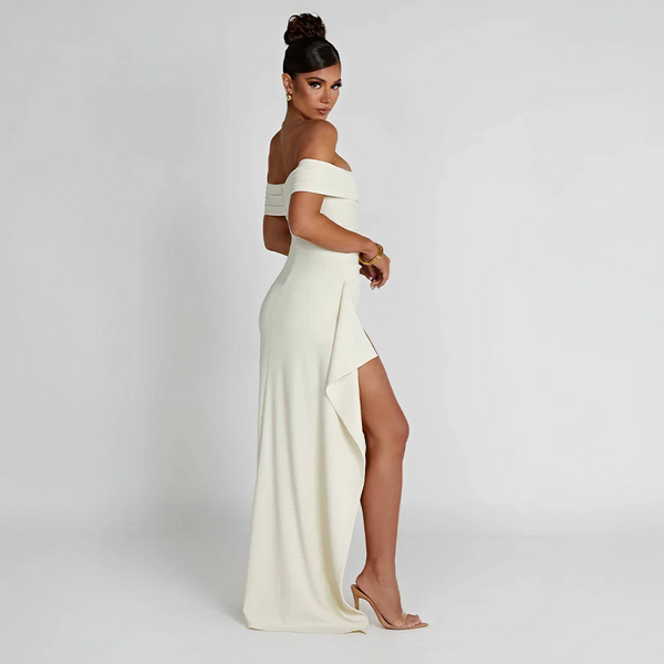 Women’s Off Shoulder High Slit Maxi Evening Dress