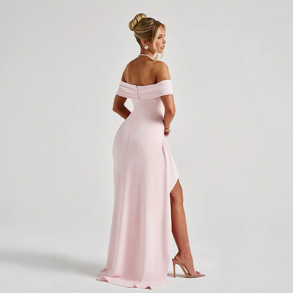 Women’s Off Shoulder High Slit Maxi Evening Dress
