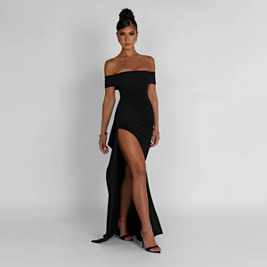 Women’s Off Shoulder High Slit Maxi Evening Dress