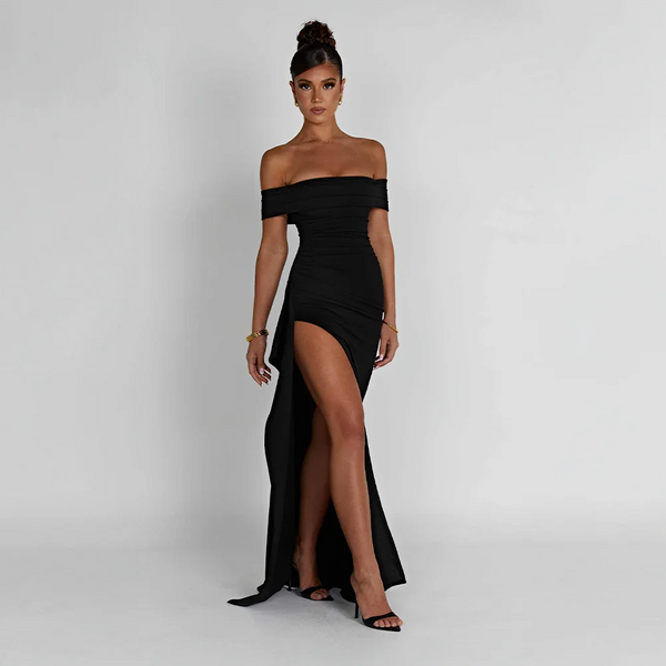 Women’s Off Shoulder High Slit Maxi Evening Dress