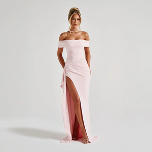 Women’s Off Shoulder High Slit Maxi Evening Dress