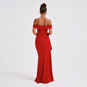 Women’s Off Shoulder High Slit Maxi Evening Dress