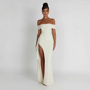 Women’s Off Shoulder High Slit Maxi Evening Dress