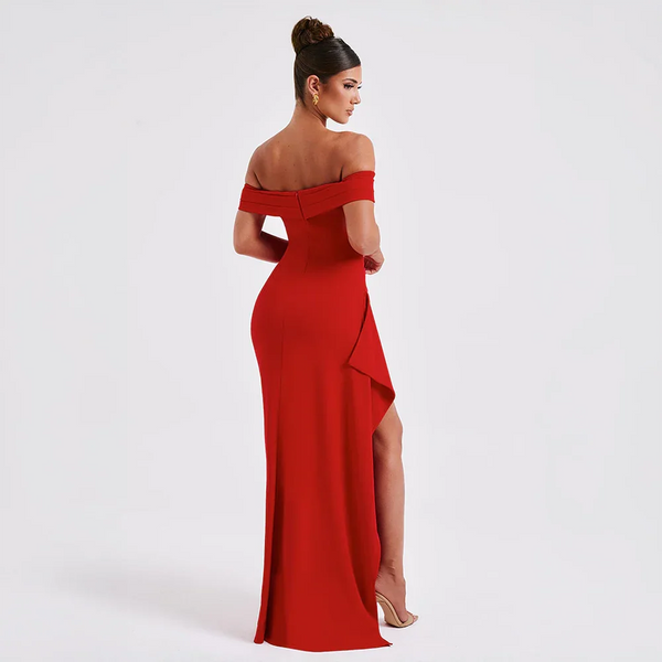 Women’s Off Shoulder High Slit Maxi Evening Dress