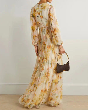 Flowing Floral Deep V Maxi Dress for Women