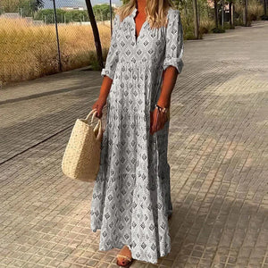Boho Printed Loose Fit Maxi Dress for Women