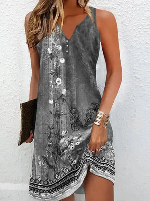 Boho Printed Sleeveless Mini Dress for Women