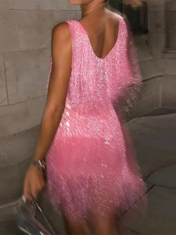 Women’s Sequin Fringe Party Mini Dress
