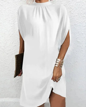 Elegant Short Women’s Evening Dress Pleated Collar Batwing Sleeves