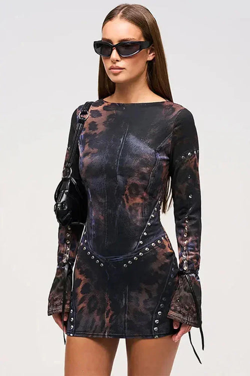 Women’s Printed Bodycon Ruched Mini Dress