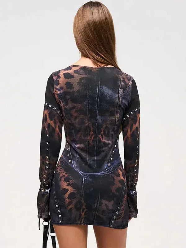 Women’s Printed Bodycon Ruched Mini Dress